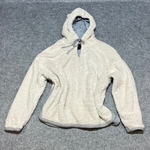 This&More Young Contemporary Sherpa Fleece Teddy Hoodie Cream Grey Athleisure LG